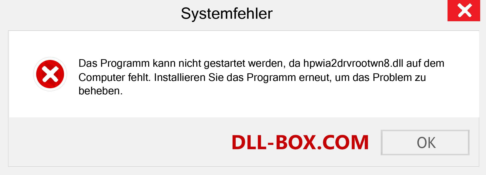 hpwia2drvrootwn8.dll-Datei fehlt?. Download für Windows 7, 8, 10 - Fix hpwia2drvrootwn8 dll Missing Error unter Windows, Fotos, Bildern